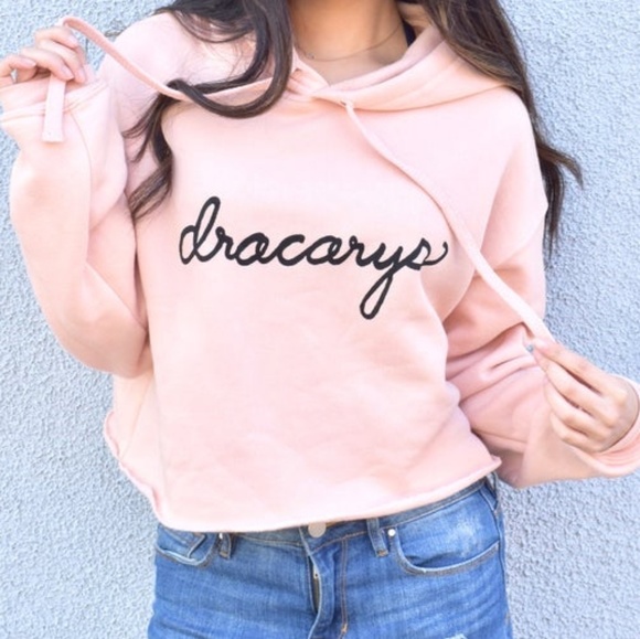 Bella Canvas Tops Game Of Thrones Dracarys Cropped Hoodie Pink